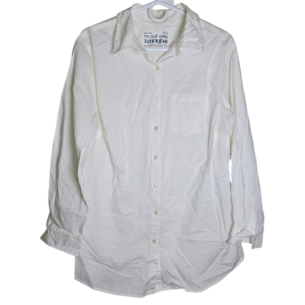Vintage AVENUE The Easy Going Boyfriend XL 14/16‎ White Button Up Collar Shirt